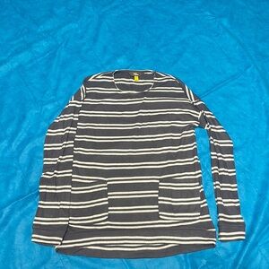 Blue/gray striped long sleeve shirt